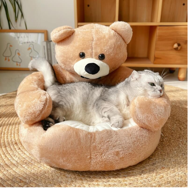 WAGNESTG  Cute Detachable Cuddle Bear Cat Bed