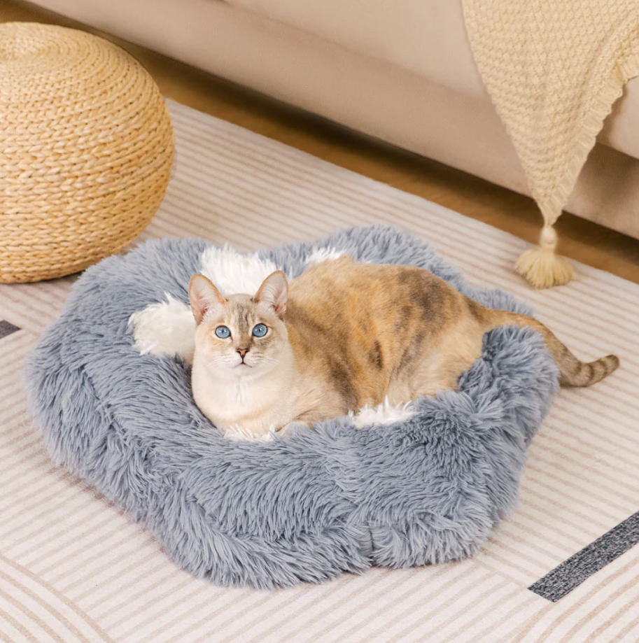 WAGNESTG  Washable Fluffy Non-Slip Cozy Cat Bed-Paw Spot