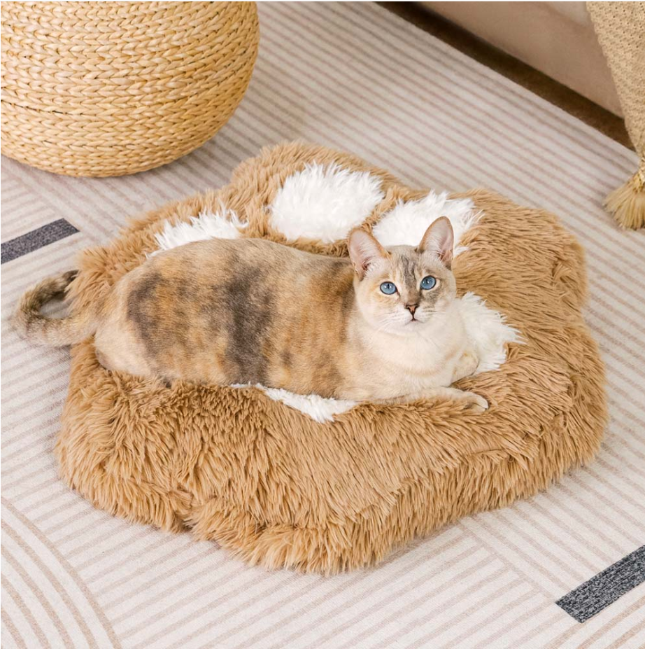 WAGNESTG  Washable Fluffy Non-Slip Cozy Cat Bed-Paw Spot