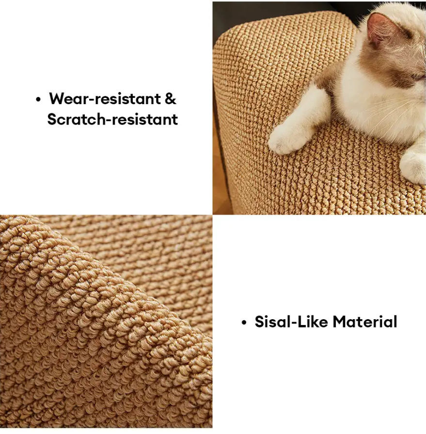 WAGNESTG  Adjustable Faux Sisal Scratch-Resistant Sofa Armrest Protector Cover for Cats