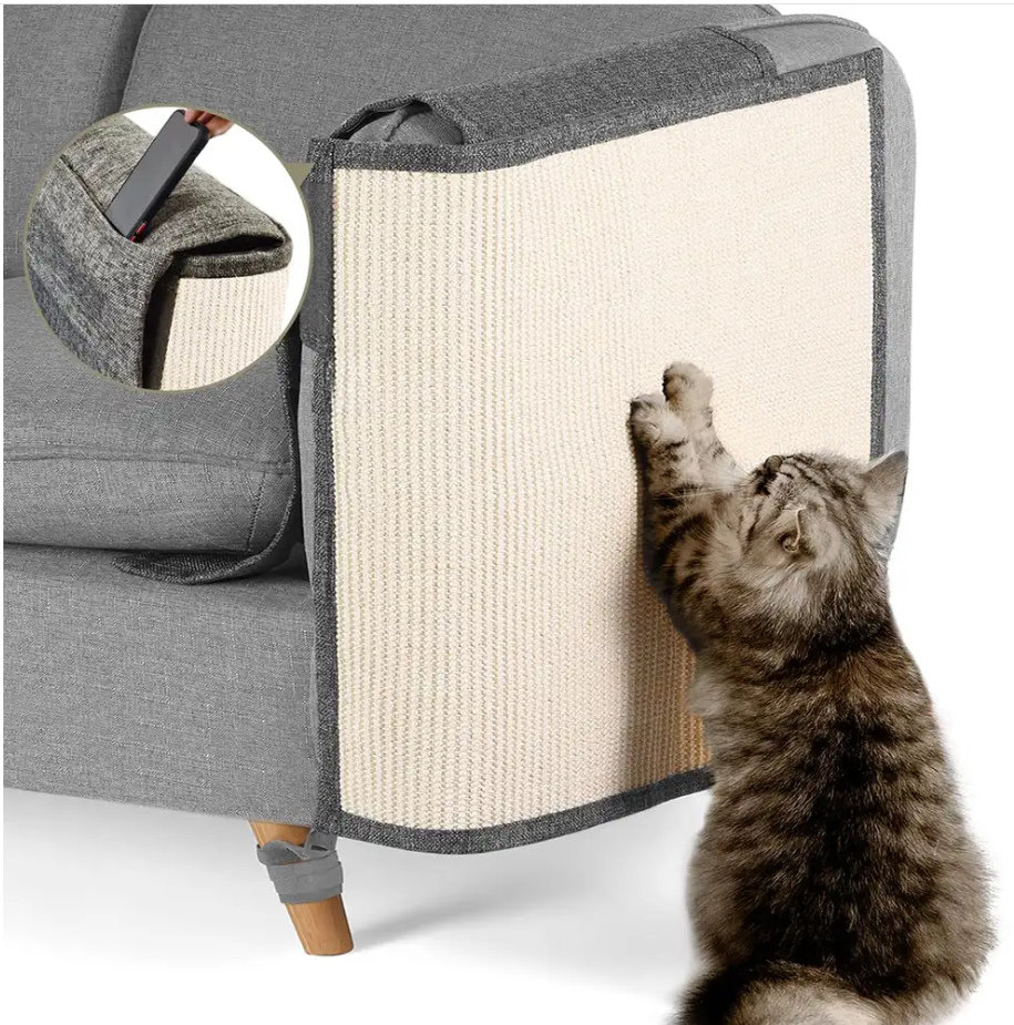 WAGNESTG  Fully Wrapped Cat Scratcher Mat Faux Sisal Sofa Armrest Protection for Cats