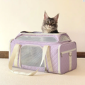 WAGNESTG  Classic Diamond Pattern Portable Cat Carrier Large-Capacity Expandable Pet Carrier Bag