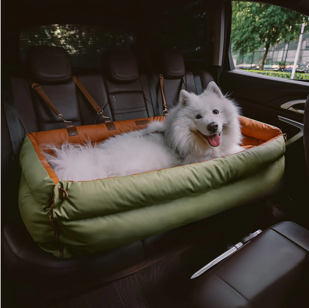 WAGNESTG  Large Deluxe Faux Leather Dog Car Seat Booster Bed