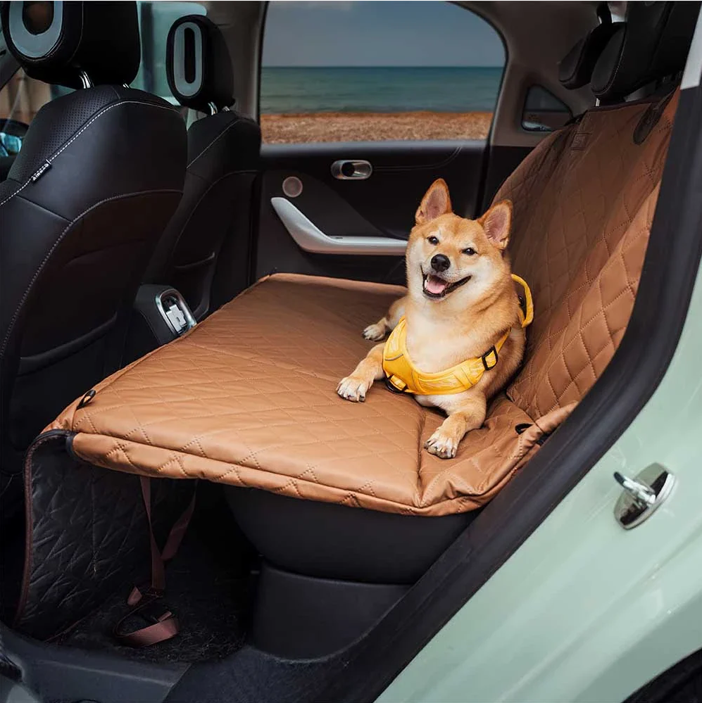 WAGNESTG  Premium Faux Leather Water-repellent Hammock Dog Car Seat Cover