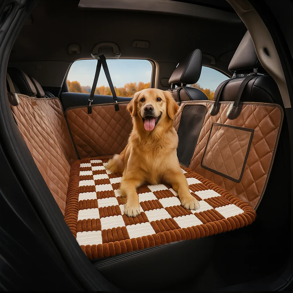 WAGNESTG  Premium Faux Leather Water-repellent Hammock Dog Car Seat Cover