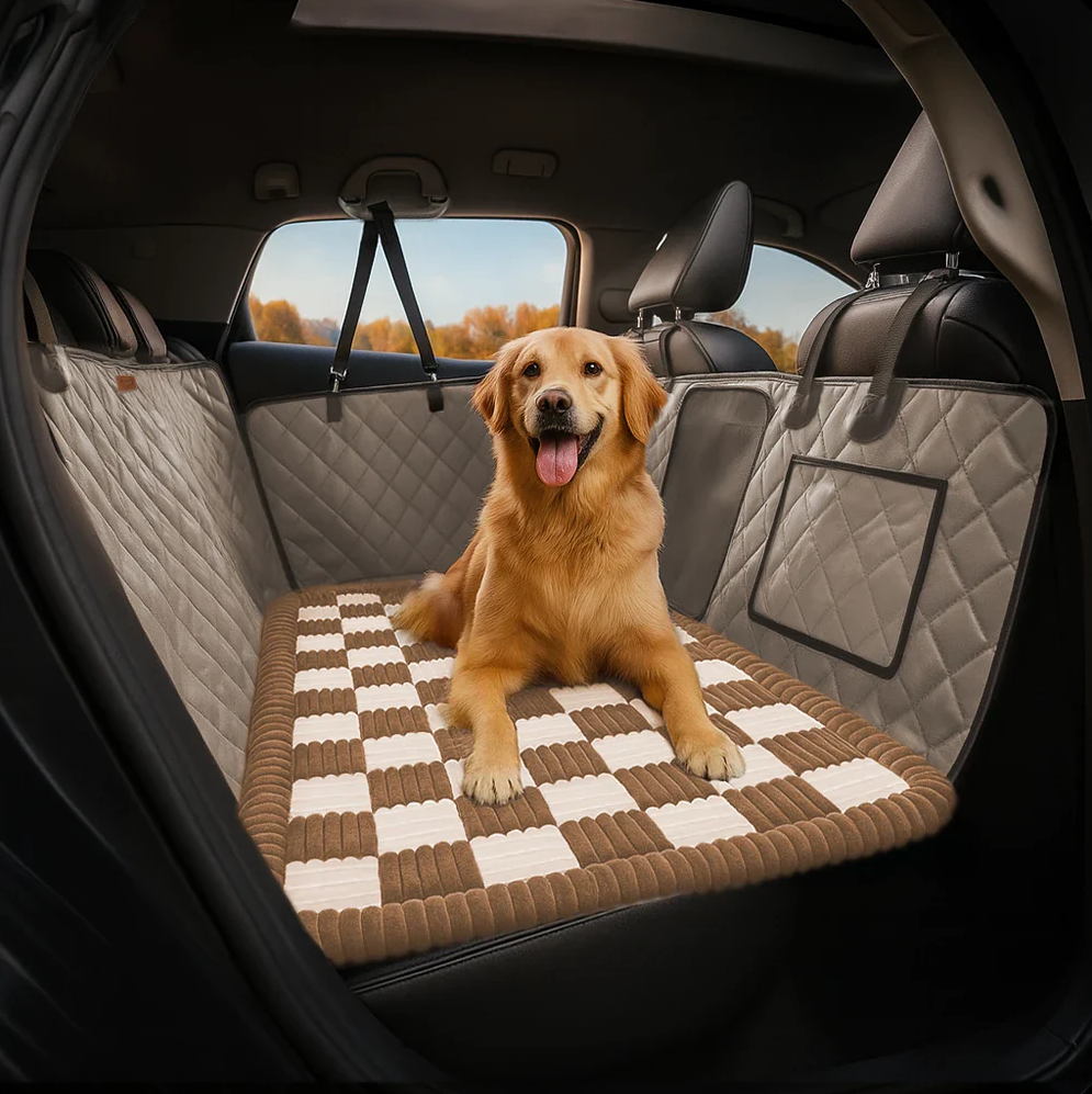 WAGNESTG  Premium Faux Leather Water-repellent Hammock Dog Car Seat Cover