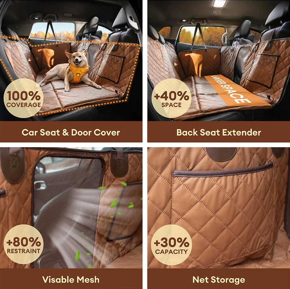 WAGNESTG  Premium Faux Leather Water-repellent Hammock Dog Car Seat Cover