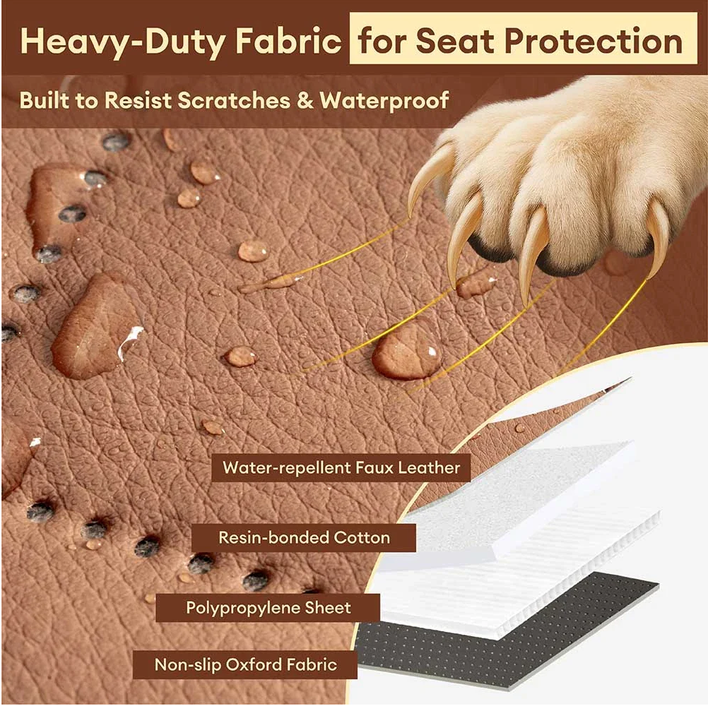 WAGNESTG  Premium Faux Leather Water-repellent Hammock Dog Car Seat Cover