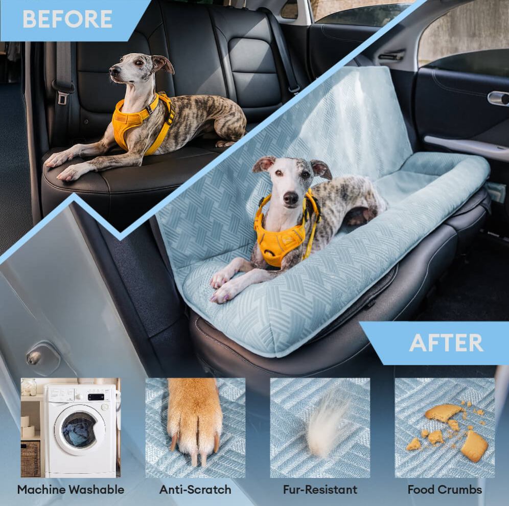 WAGNESTG  Cooling Travel Bolster Safety Back Seat Large Dog Car Seat Bed