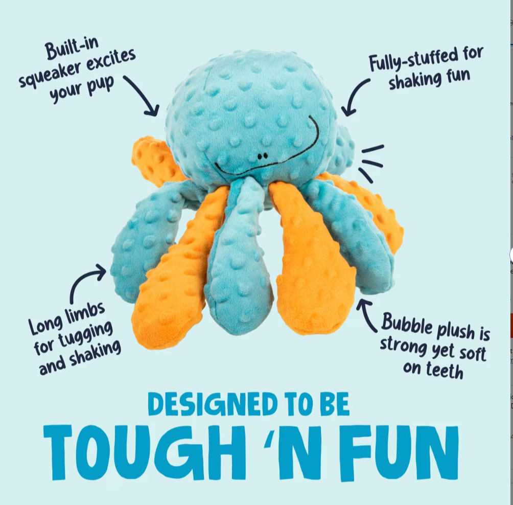 WAGNESTG  Crazy Tugs Octopus Squeaker Dog Toy, Large