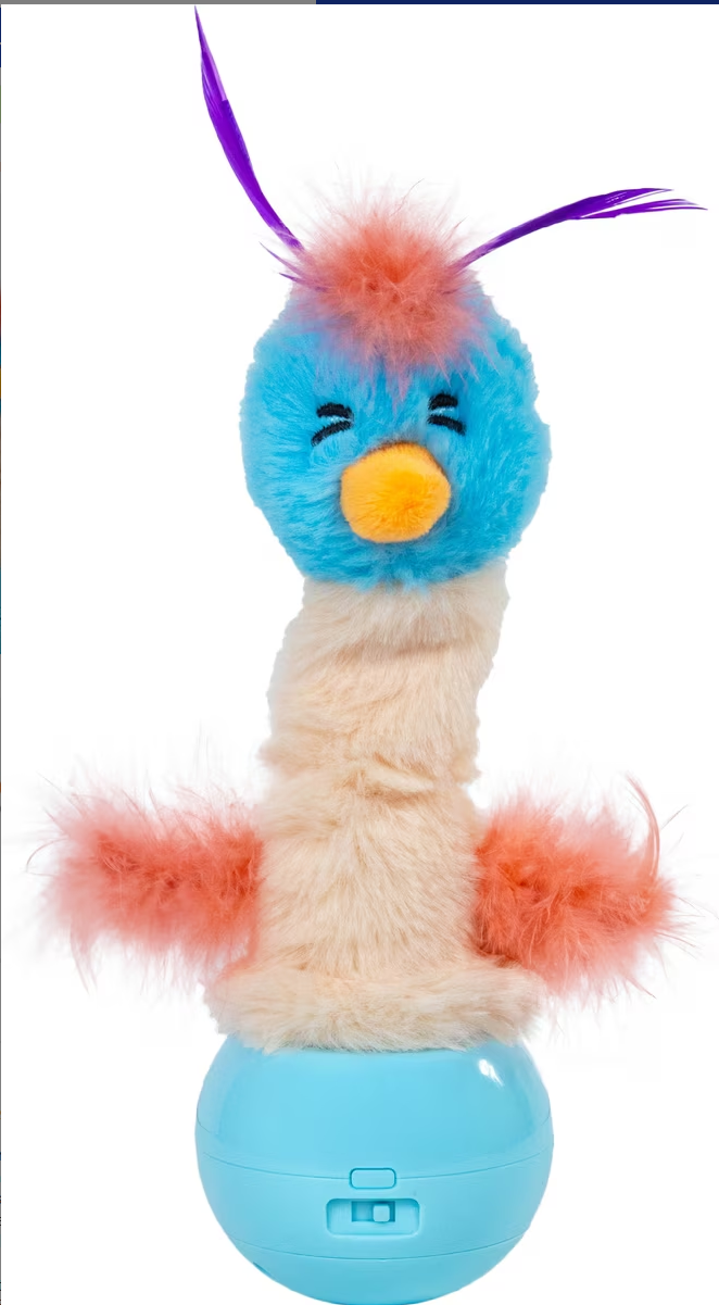 WAGNESTG  Catstages Electronic Dancing Ostrich Interactive Plush Cat Toy, Blue
