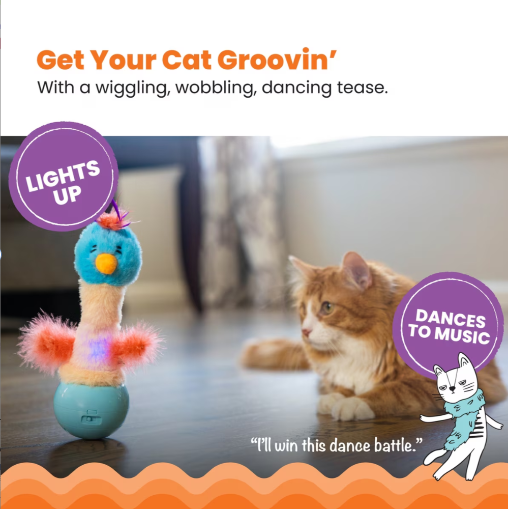 WAGNESTG  Catstages Electronic Dancing Ostrich Interactive Plush Cat Toy, Blue