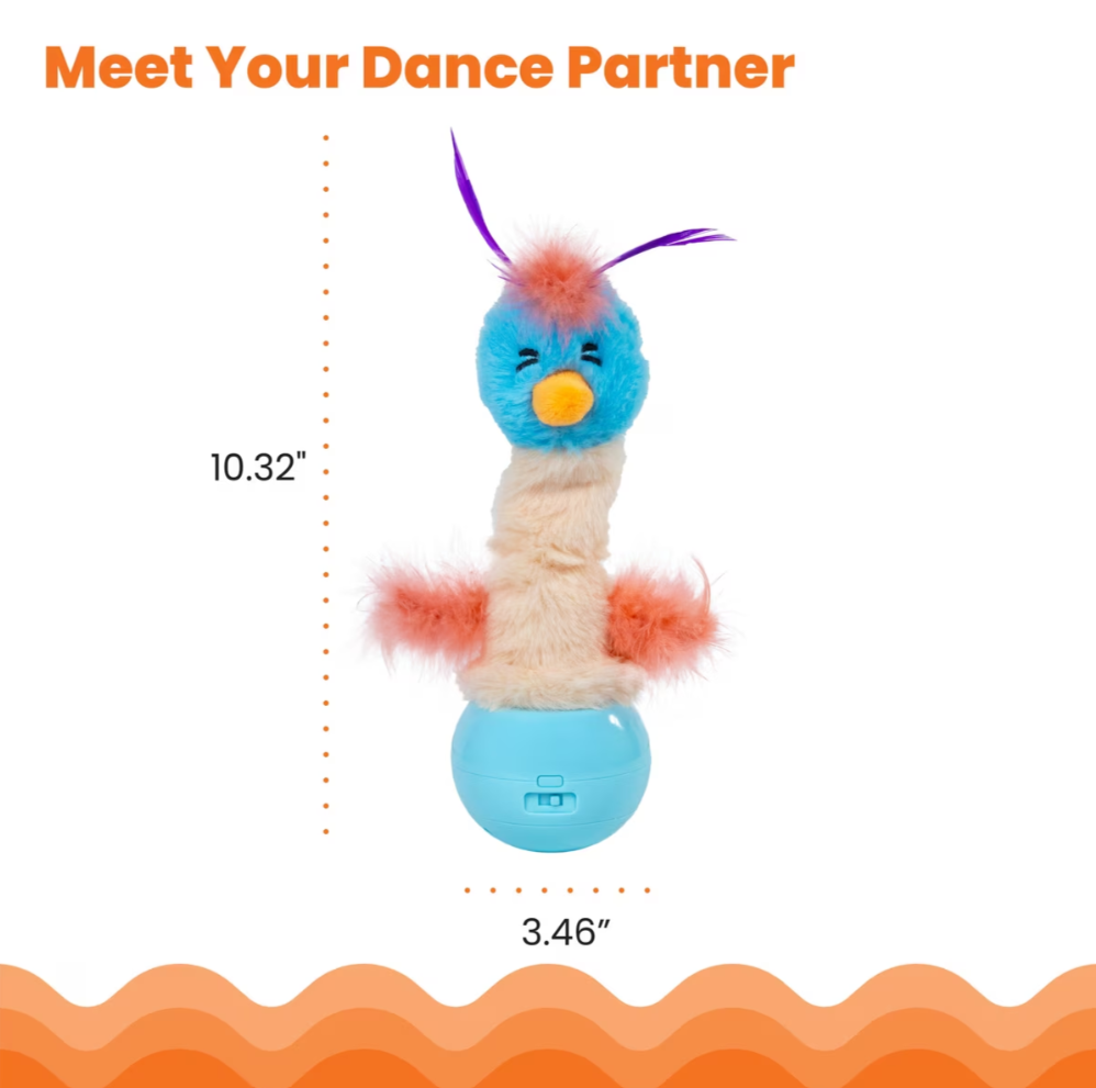 WAGNESTG  Catstages Electronic Dancing Ostrich Interactive Plush Cat Toy, Blue