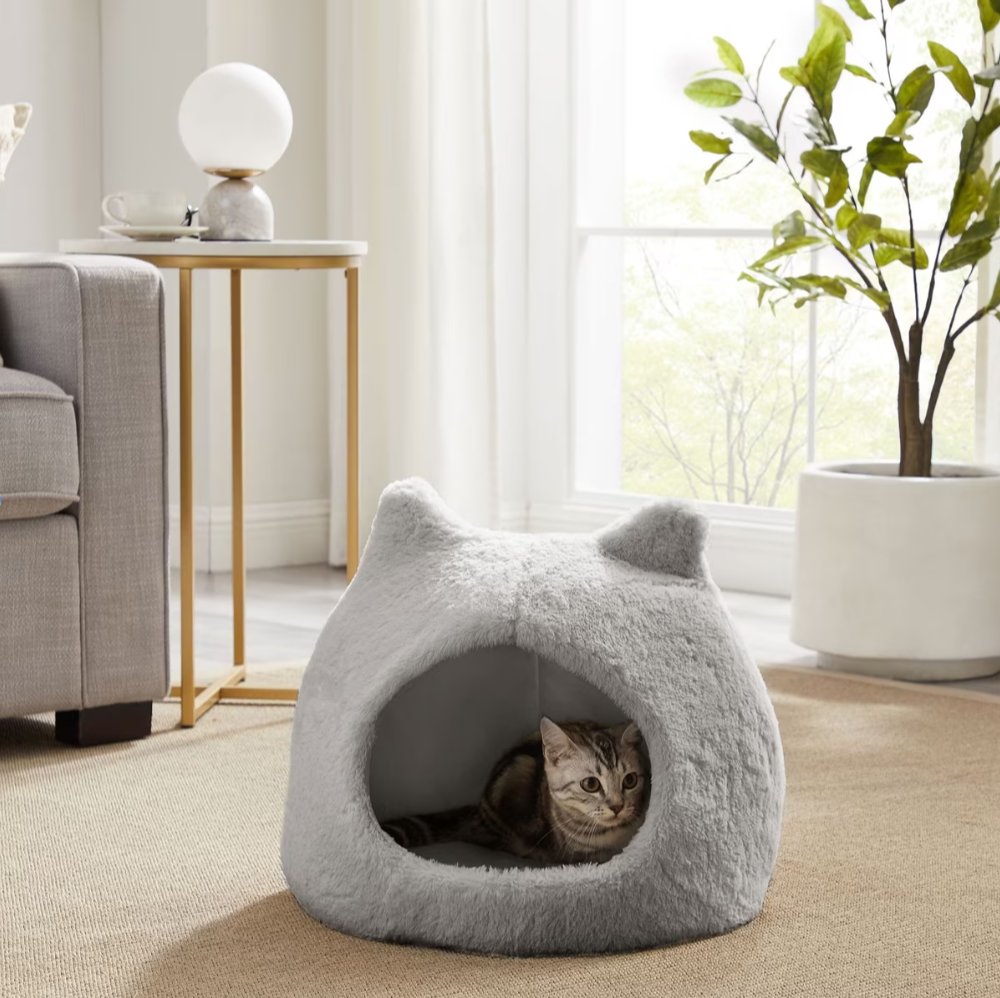 WAGNESTG  Covered with Water-Resistant Bottom Cat Bed, Grey, Standard