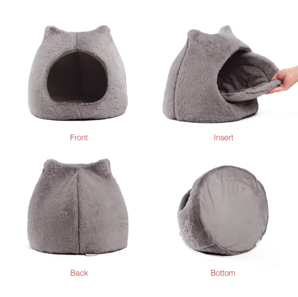 WAGNESTG  Covered with Water-Resistant Bottom Cat Bed, Grey, Standard
