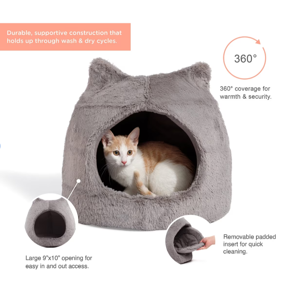 WAGNESTG  Covered with Water-Resistant Bottom Cat Bed, Grey, Standard