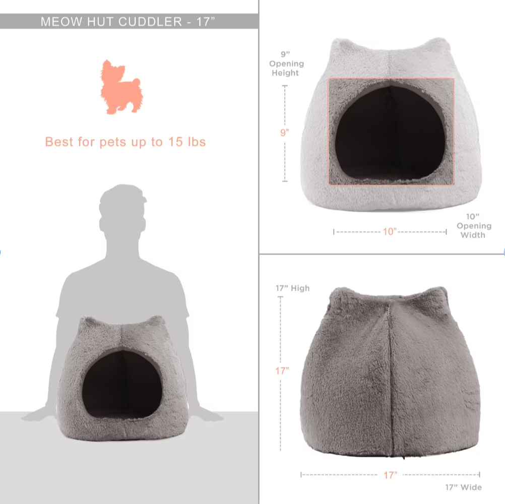 WAGNESTG  Covered with Water-Resistant Bottom Cat Bed, Grey, Standard