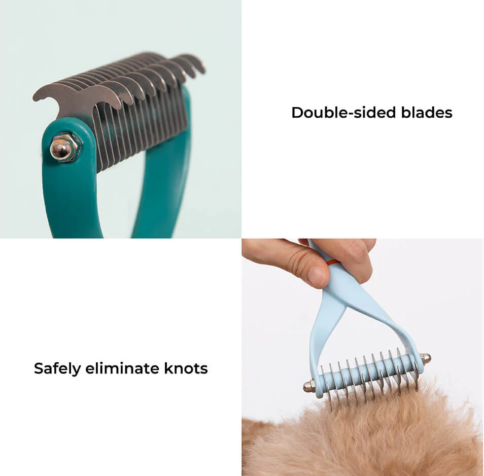 WAGNESTG  Pet Safe Dematting Comb Rake - Double Sided Blades