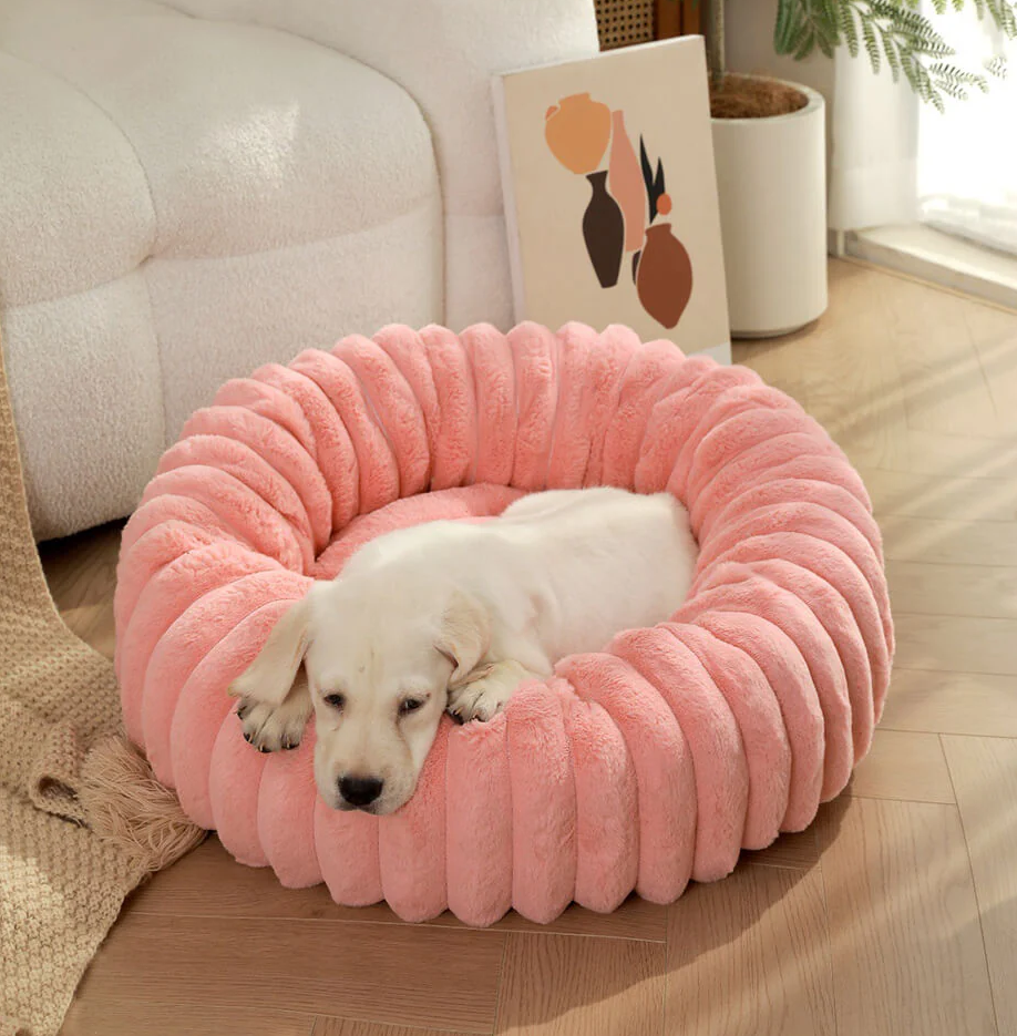 WAGNESTG  Ultra-Soft Plush Round Donut Support Dog & Cat Bed