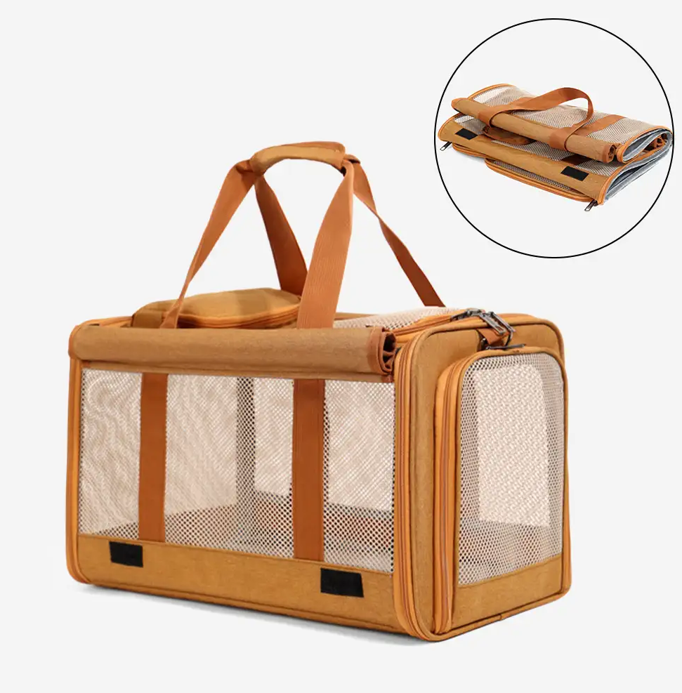 WAGNESTG  Airline Approved Portable Breathable Expandable Large-Capacity Cat Carrier Bag - Travel Nest