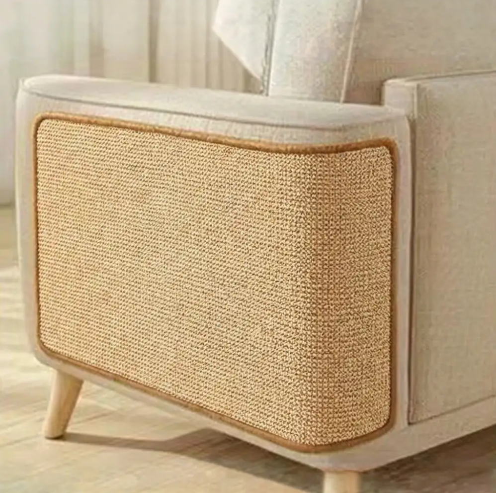 WAGNESTG  Faux Sisal Cat Scratcher Mat Sofa Protector with Velcro Tape