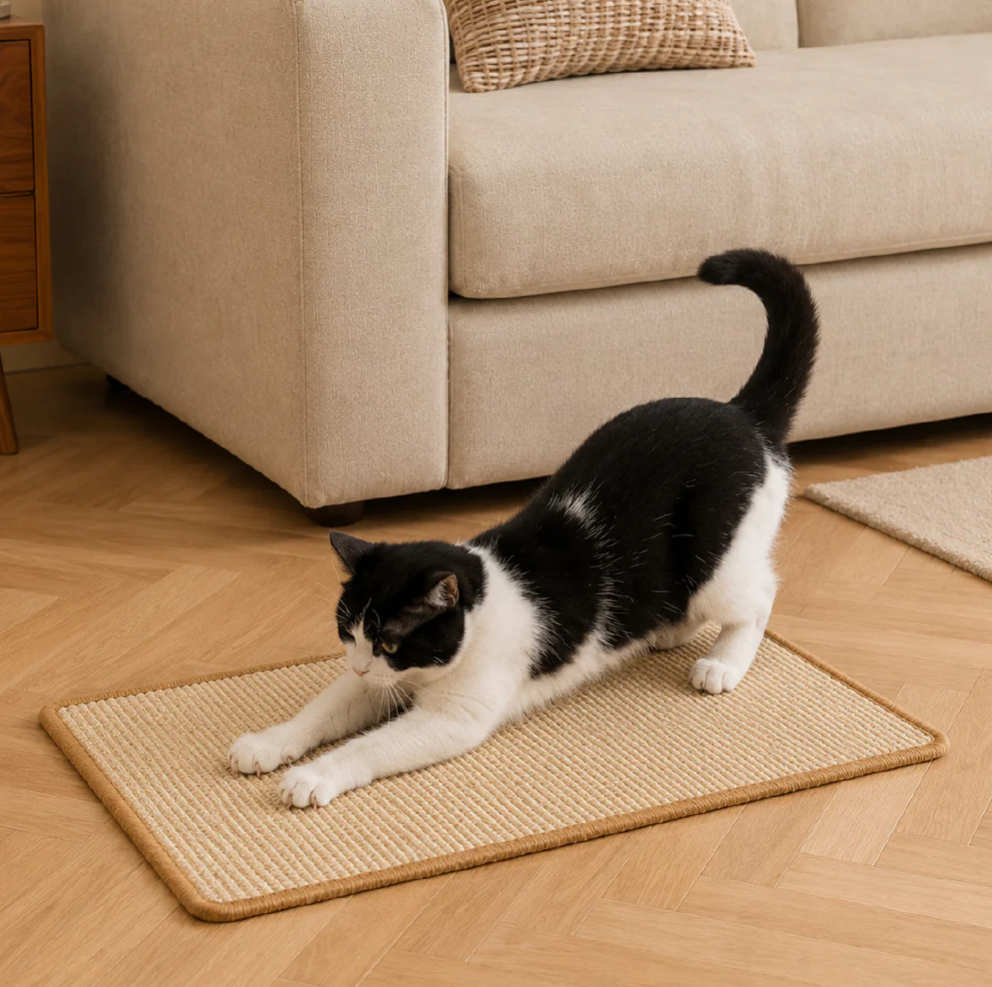 WAGNESTG  Faux Sisal Cat Scratcher Mat Sofa Protector with Velcro Tape