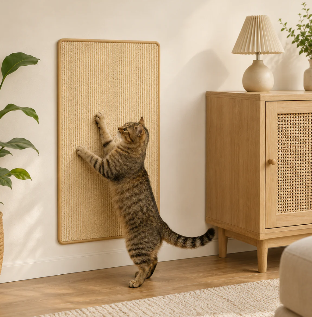 WAGNESTG  Faux Sisal Cat Scratcher Mat Sofa Protector with Velcro Tape