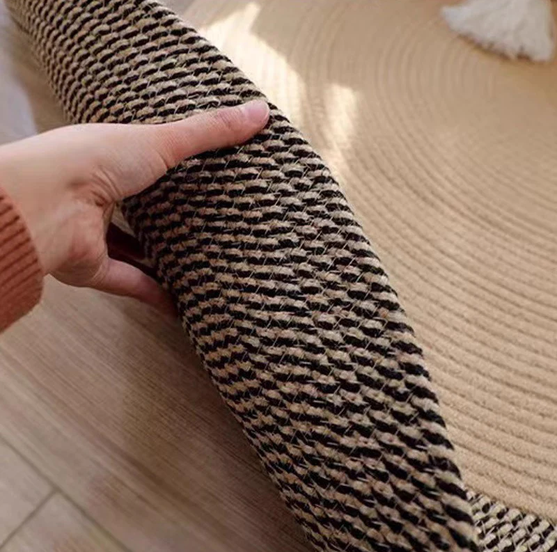 WAGNESTG  Nordic Handwoven Durable Cat Scratch Mat Rug with Fringe