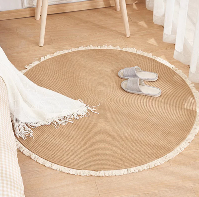 WAGNESTG  Nordic Handwoven Durable Cat Scratch Mat Rug with Fringe