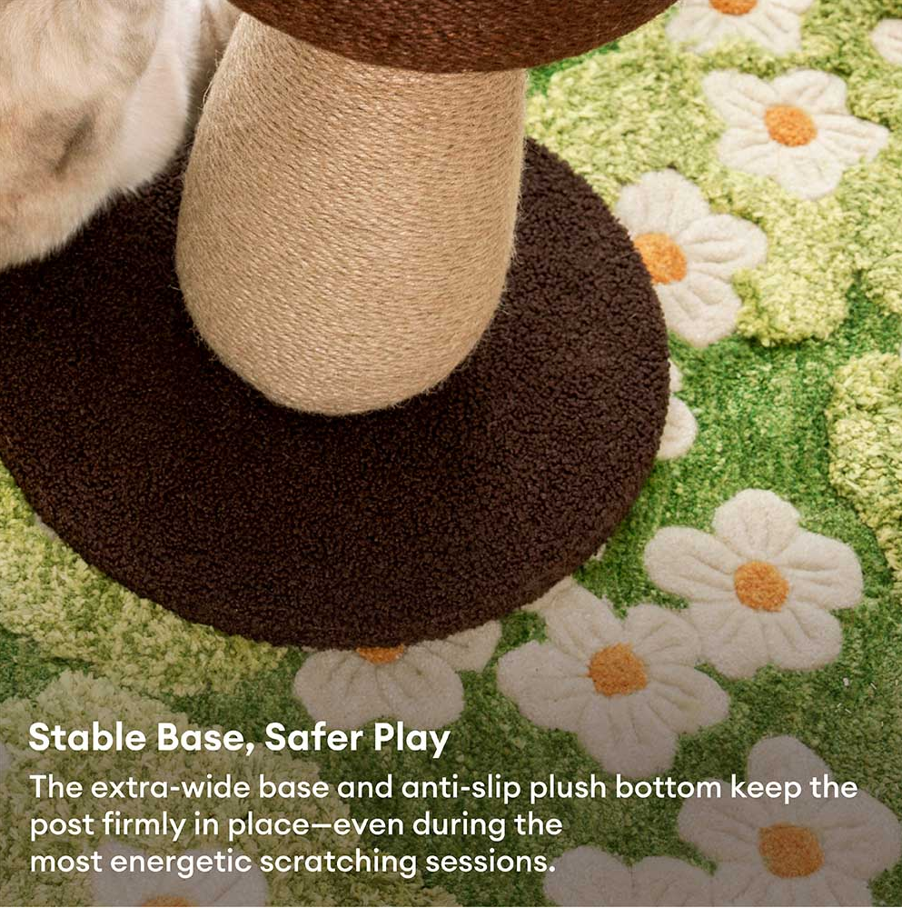 WAGNESTG  Handcrafted Mushroom-Shaped Natural Sisal Scratching Post for Large Cats
