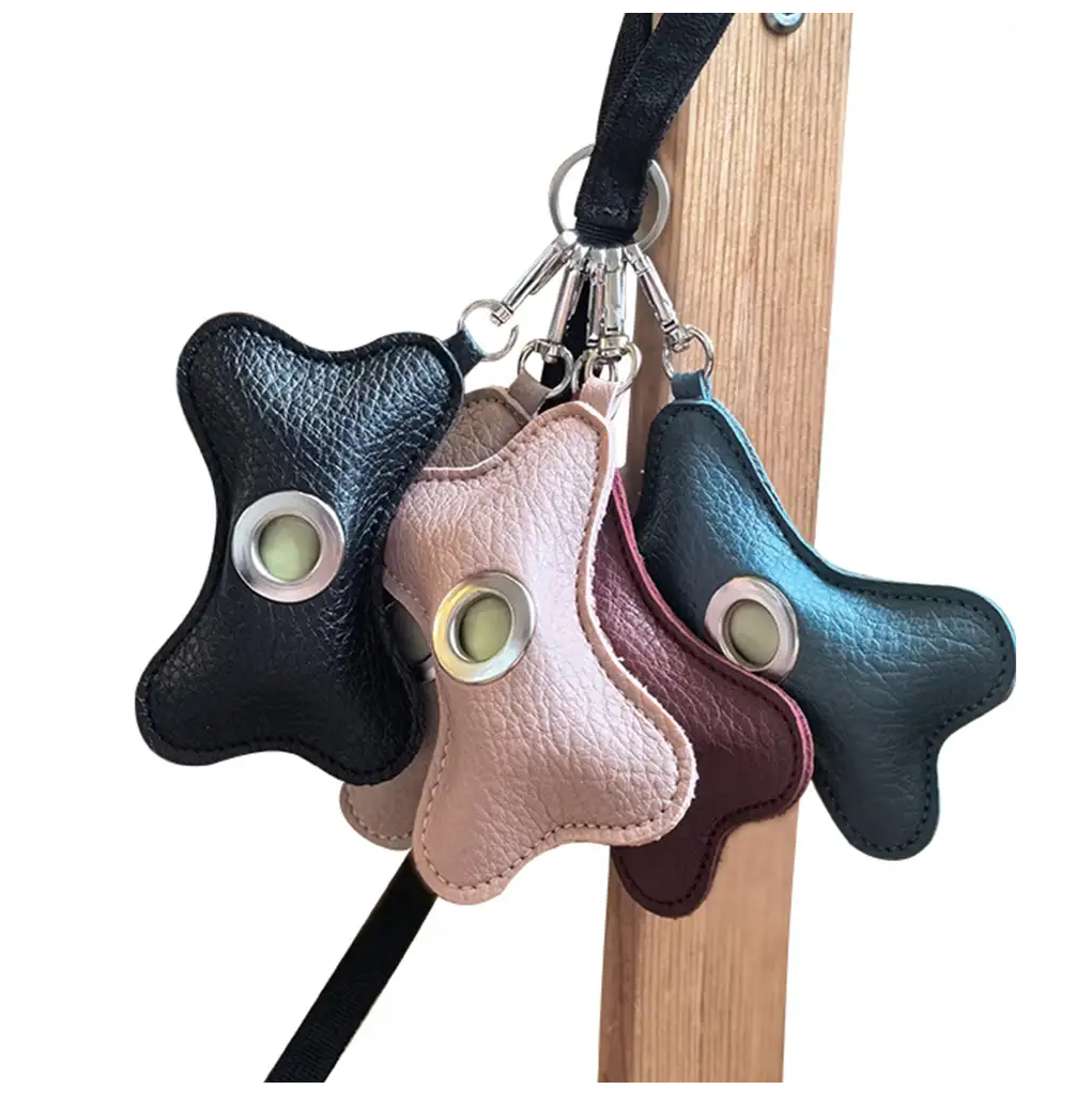 WAGNESTG  Bone-shaped Portable PU Leather Dog Poop Bag Dispenser