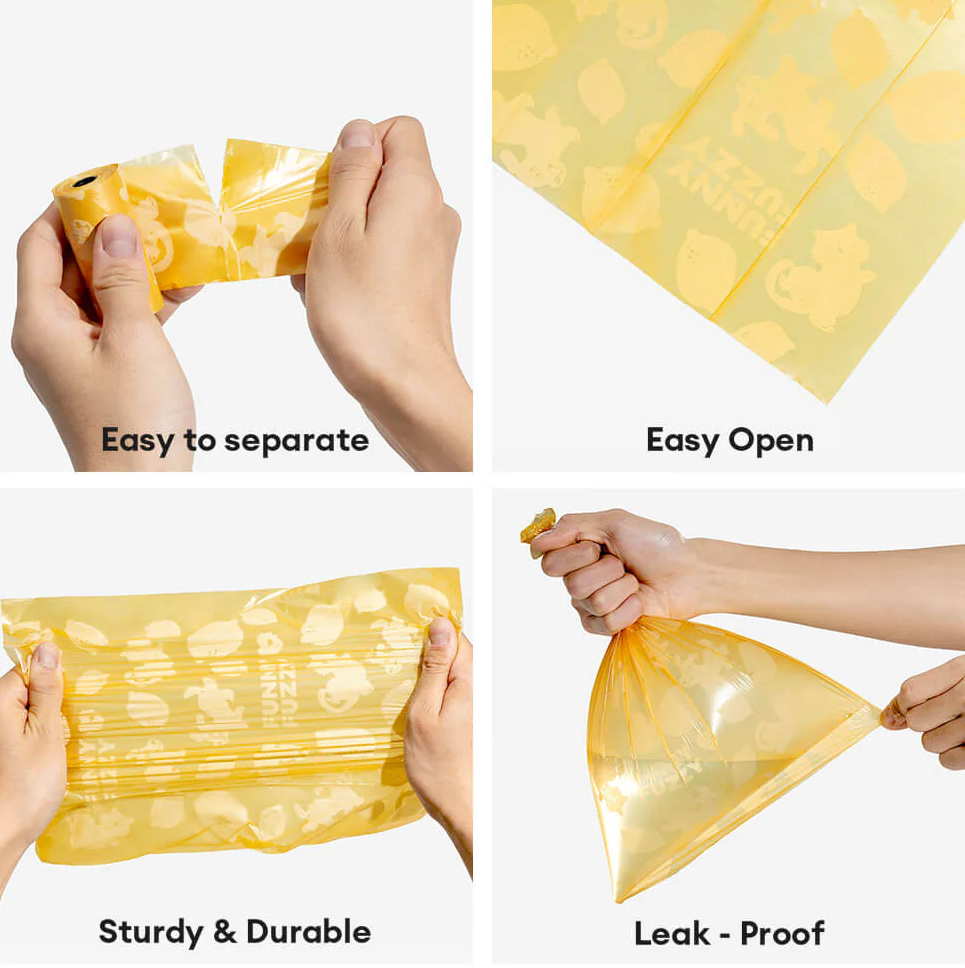 WAGNESTG  Lemon Scented Durable Recycled Poop Bags - Fresh Up